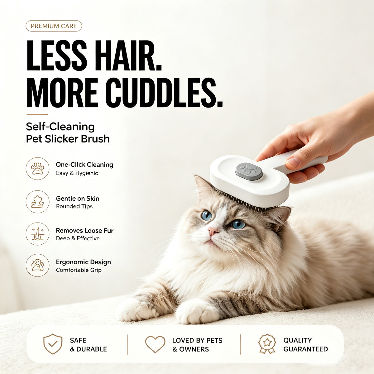 Self-cleaning slicker brush for cats, view 10