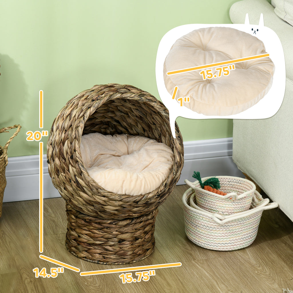 Handwoven elevated cat basket bed, view 5