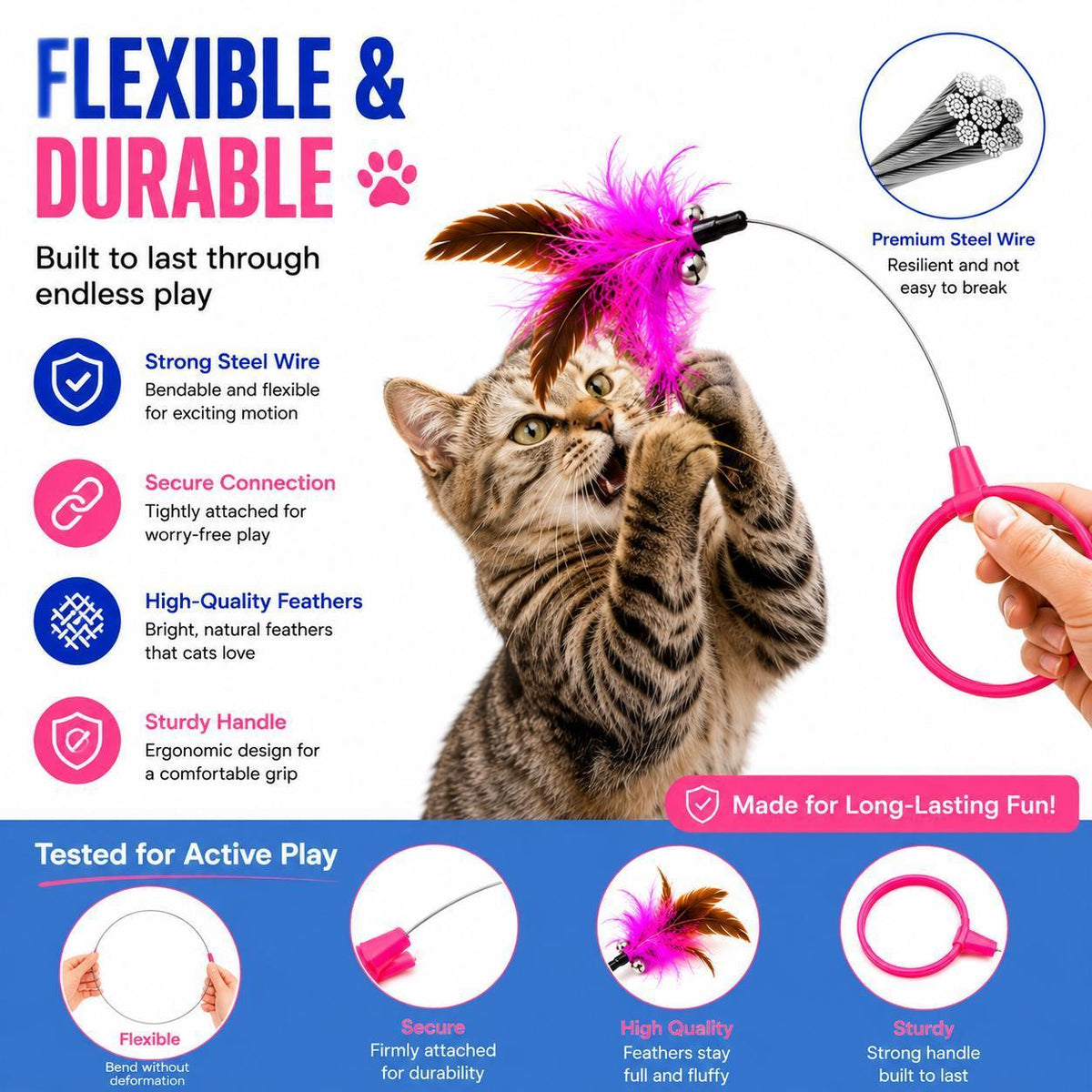 Wearable feather collar cat toy, view 4