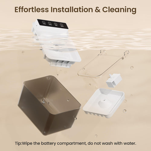 Cordless stainless steel cat water fountain, view 2