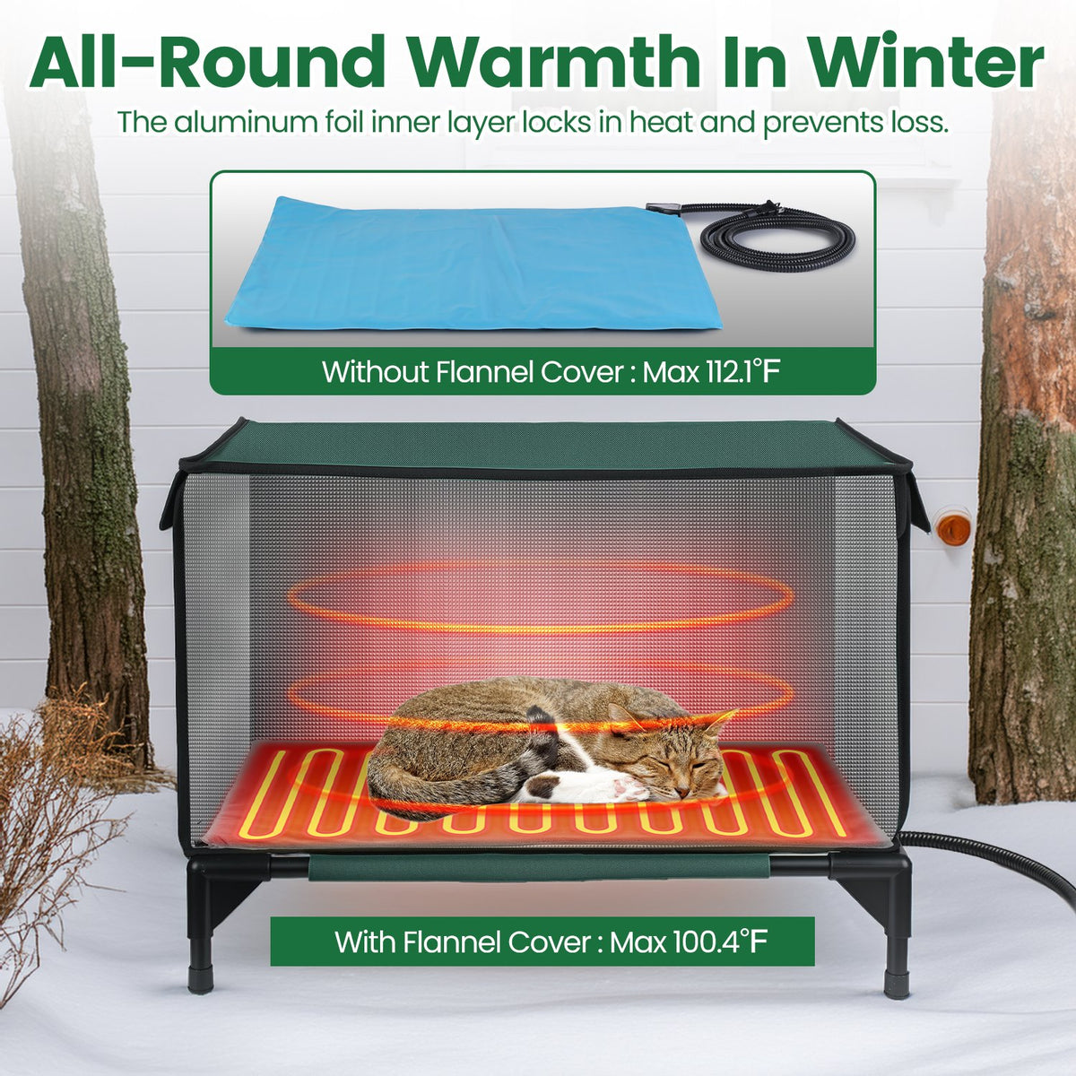 Heated waterproof outdoor cat house, view 4