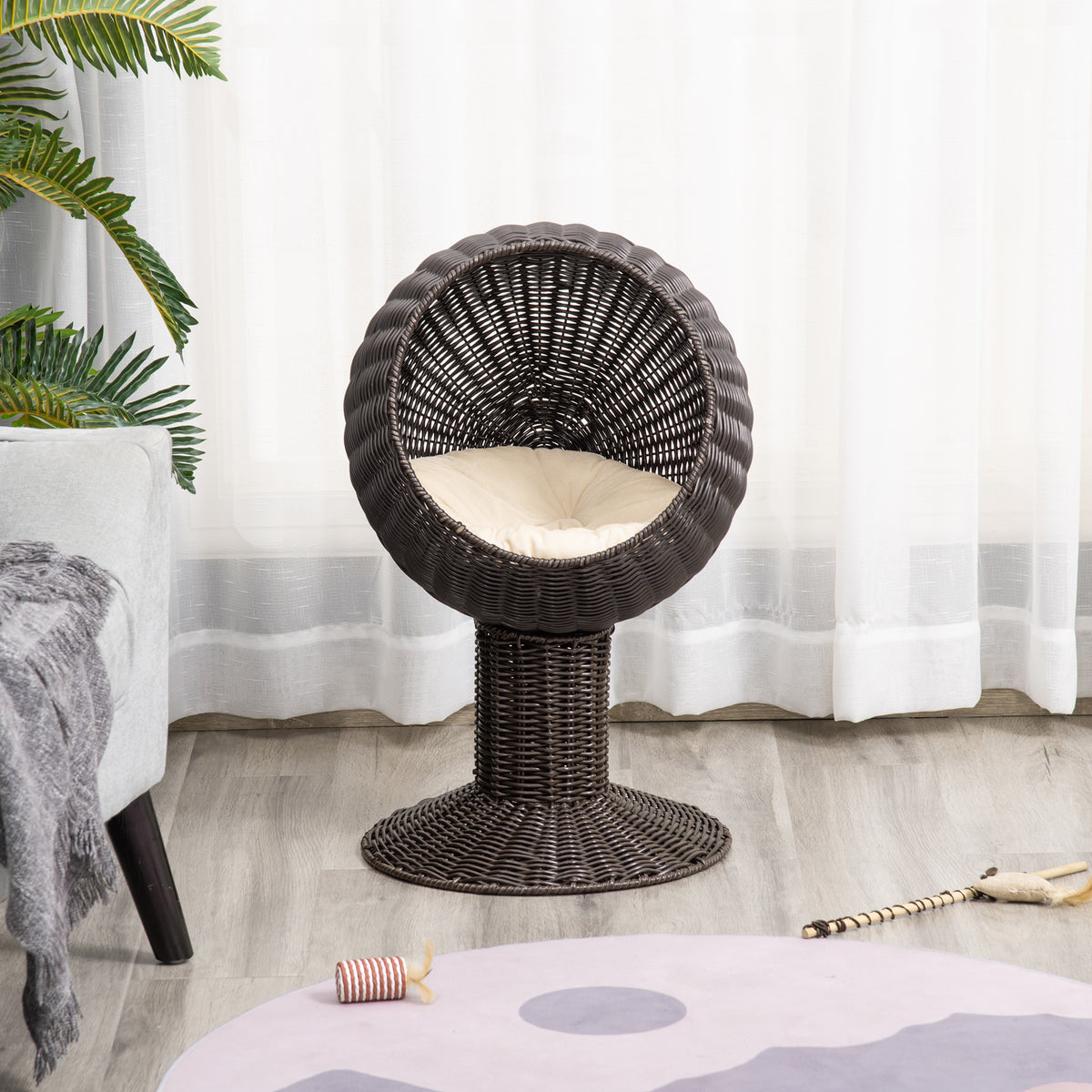 Elevated woven egg chair cat bed, view 8