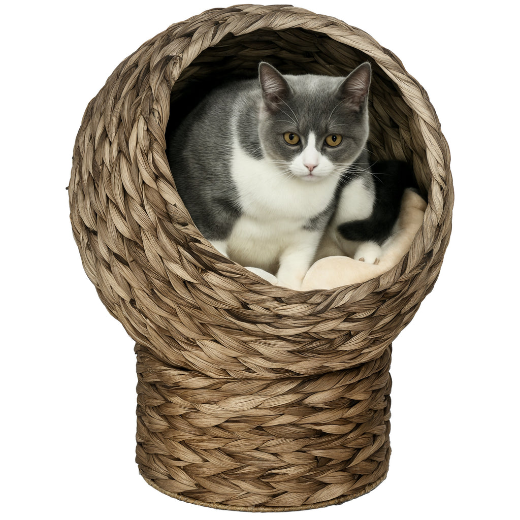 Handwoven elevated cat basket bed, view 9