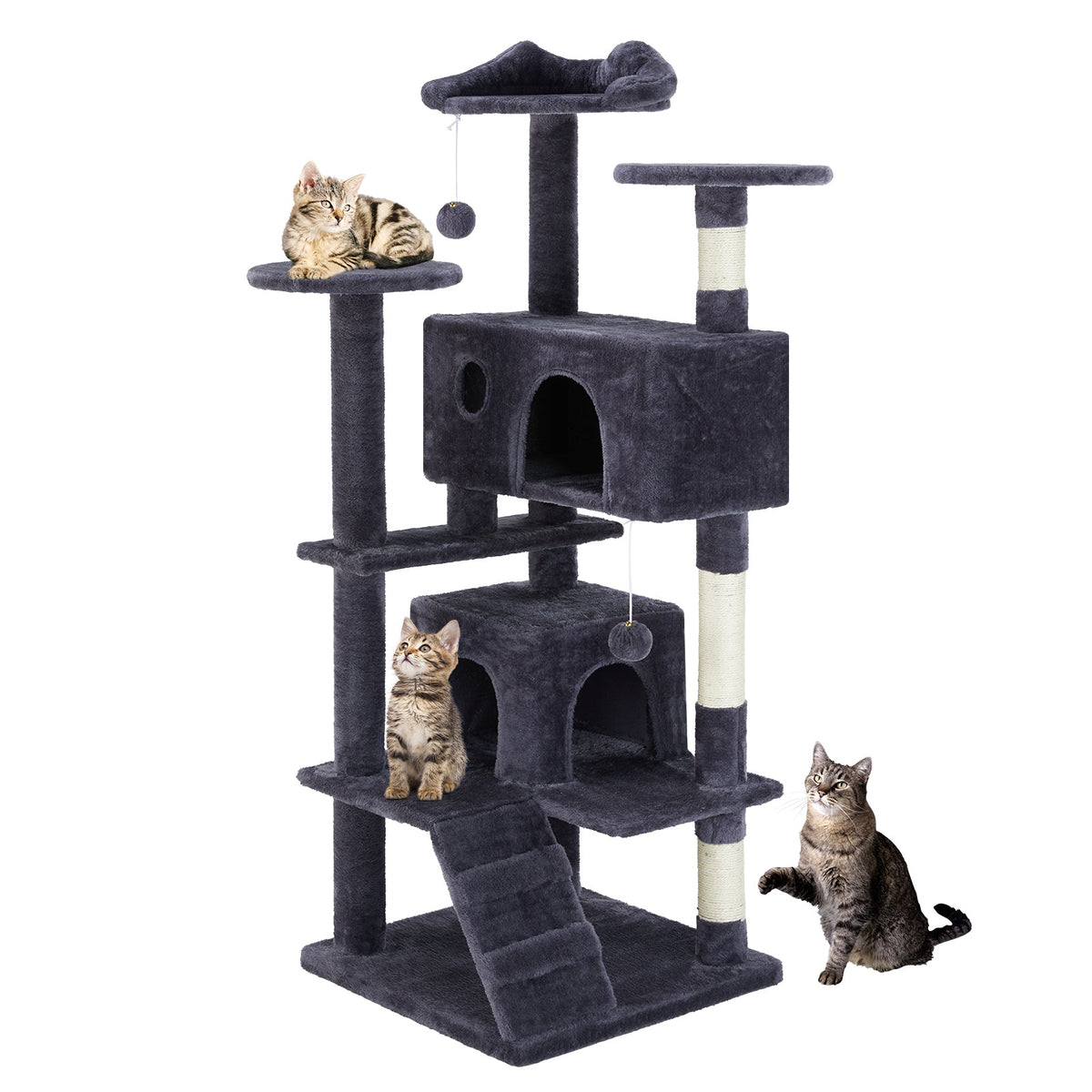 Multi-level cat tree tower, charcoal gray