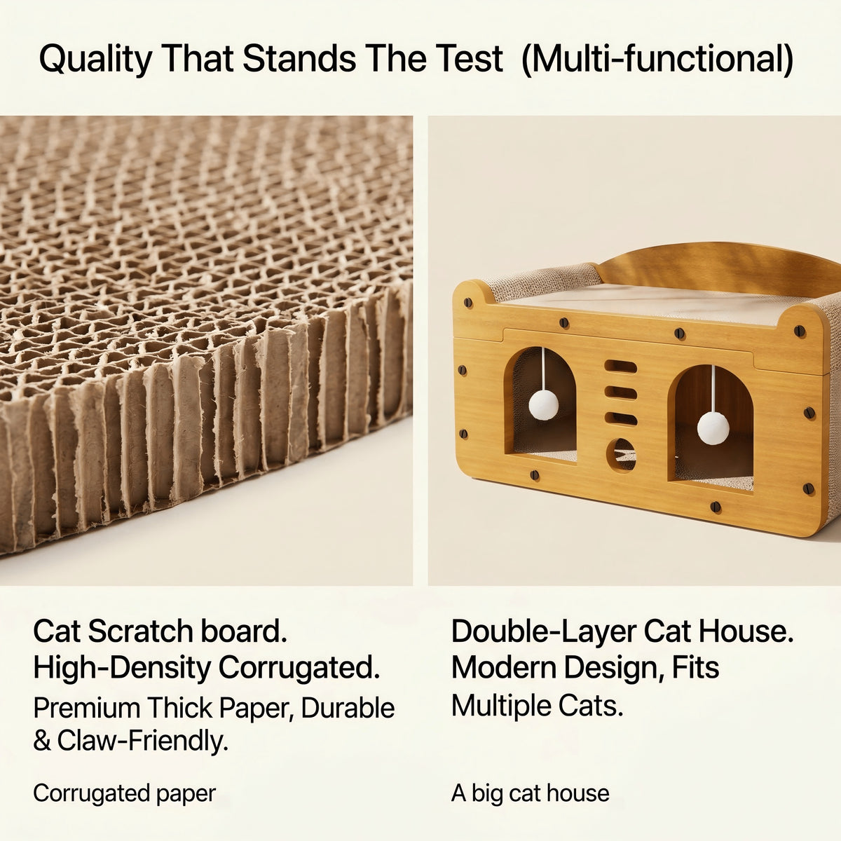 2-tier cardboard cat scratcher house, view 4