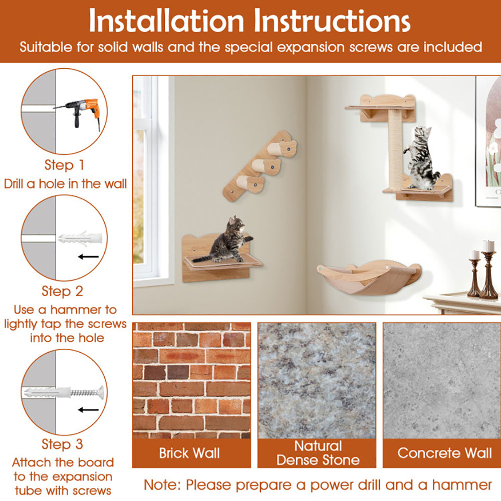 Installation steps for solid walls