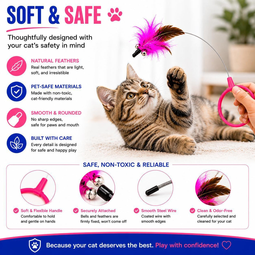Wearable feather collar cat toy, view 2