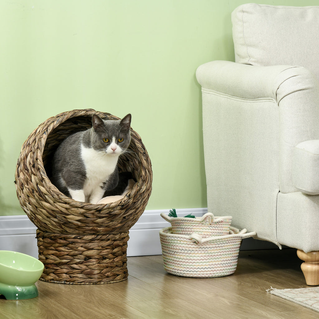 Handwoven elevated cat basket bed, view 3