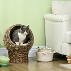 Handwoven elevated cat basket bed, view 3
