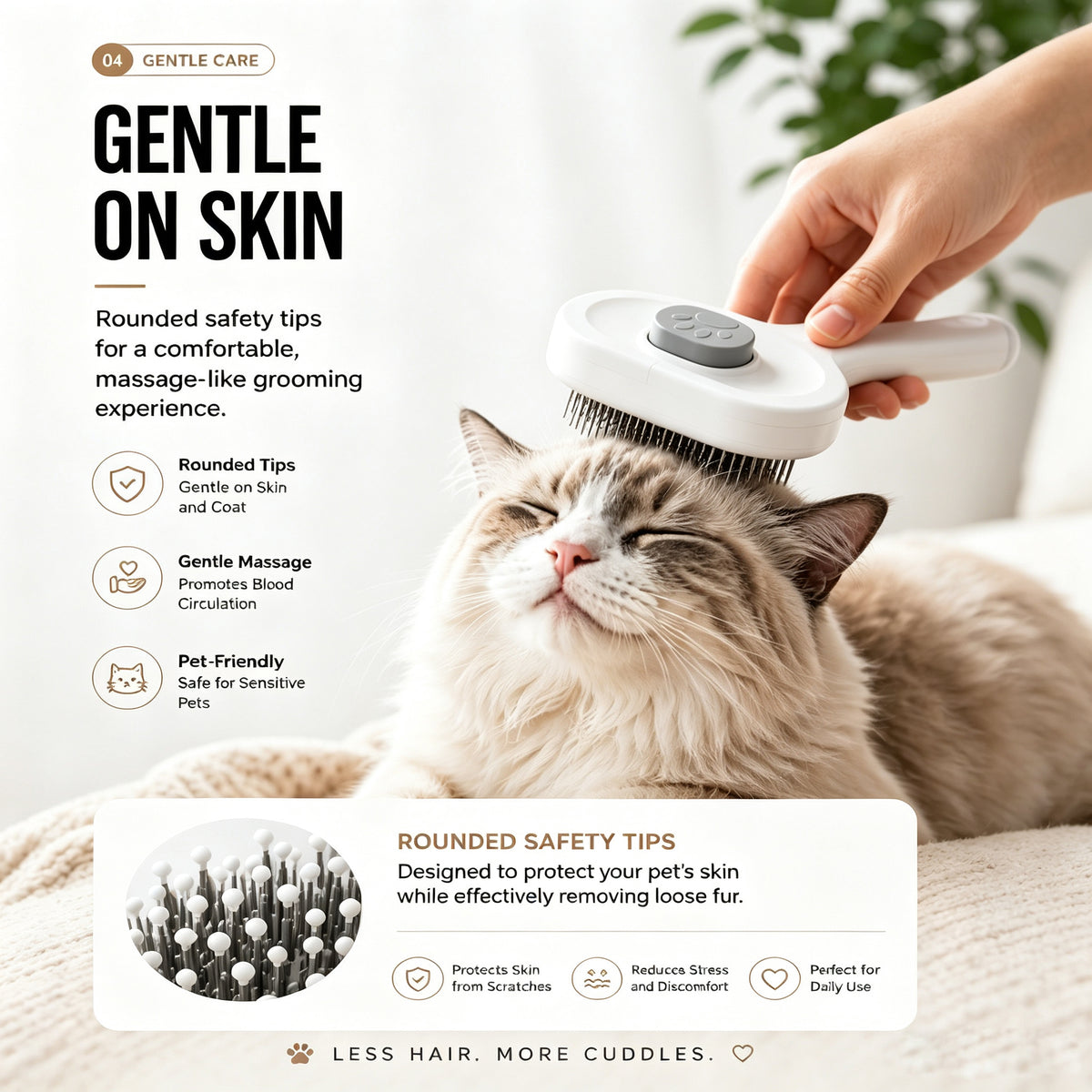 Self-cleaning slicker brush for cats, view 4