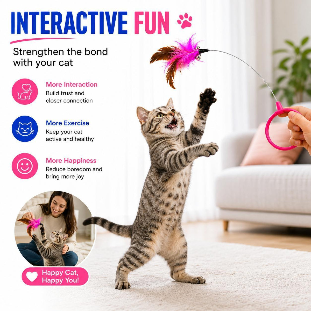 Wearable feather collar cat toy, view 8