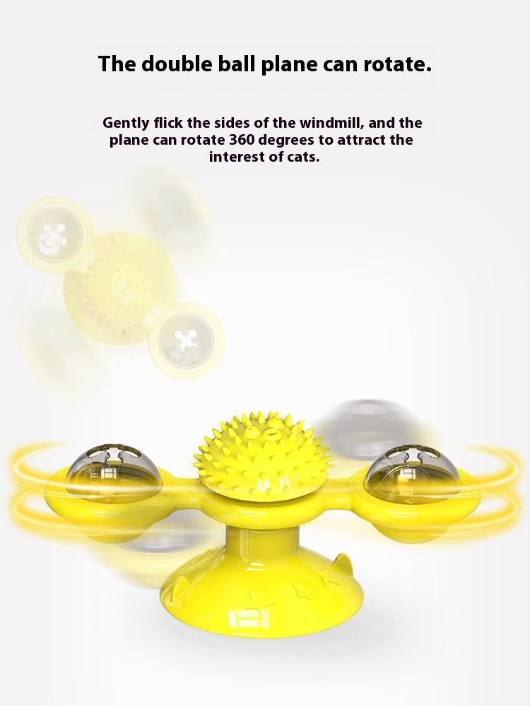Interactive windmill cat toy with LED ball, view 3