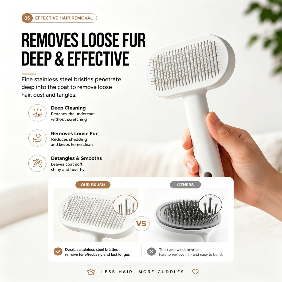 Self-cleaning slicker brush for cats, view 2