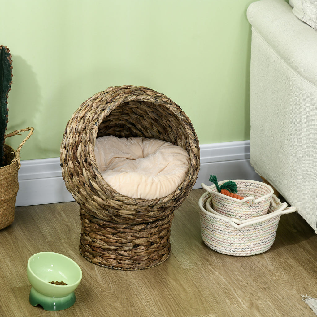 Handwoven elevated cat basket bed, view 2