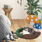 Mushroom cat bed with sisal scratcher, view 7