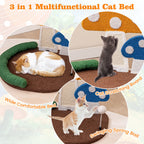 Mushroom cat bed with sisal scratcher, view 5