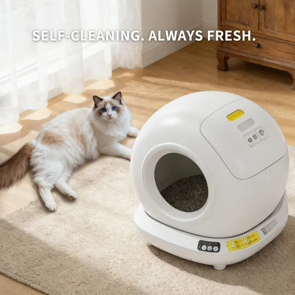Self-cleaning litter box keeps litter fresh