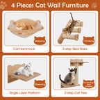 4 pieces: hammock, 3-step sisal stairs, platform, 2-step cat tree