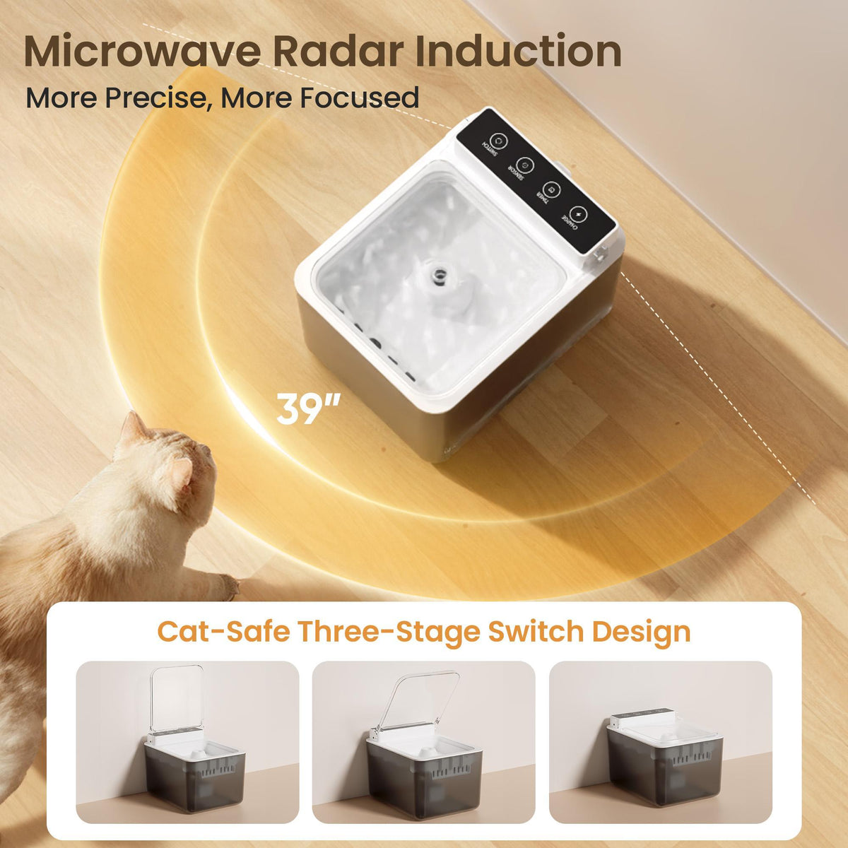 Cordless stainless steel cat water fountain, view 5