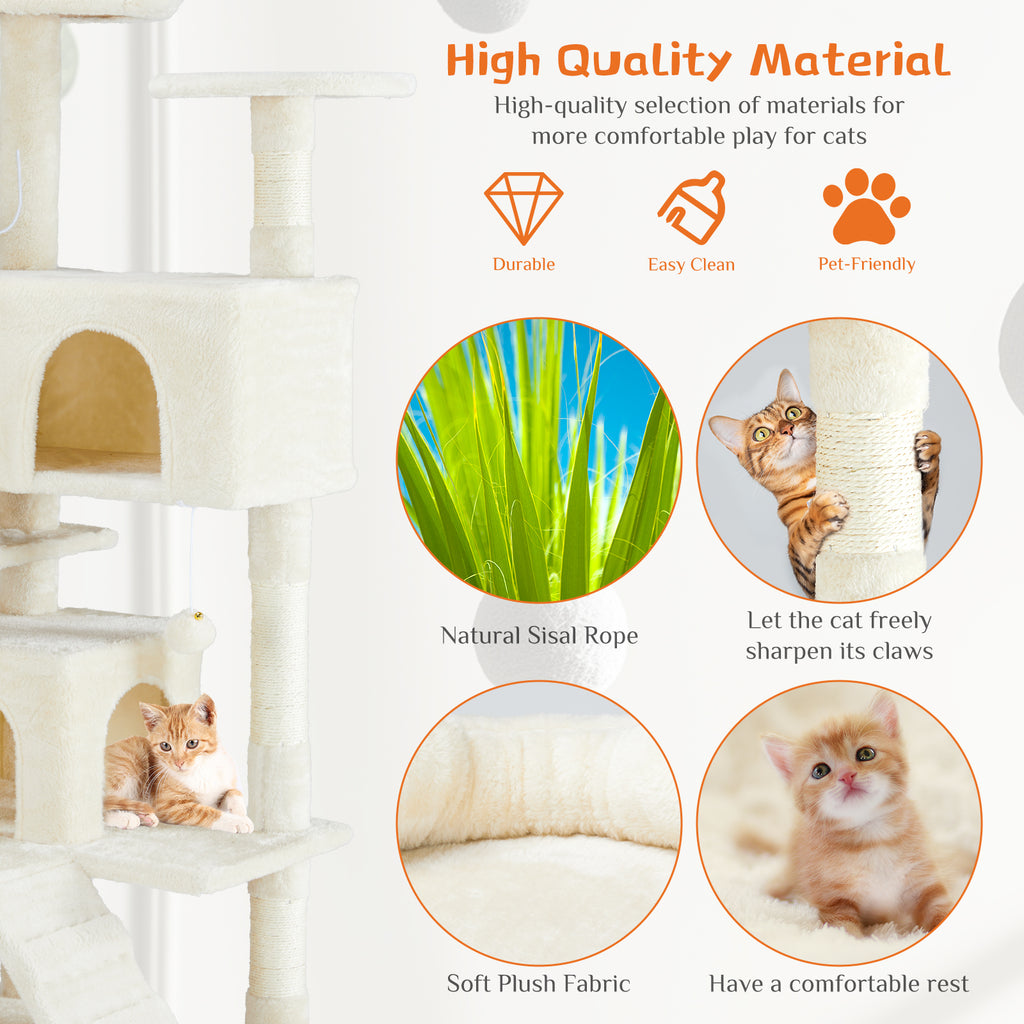 Natural sisal scratching posts and soft plush fabric