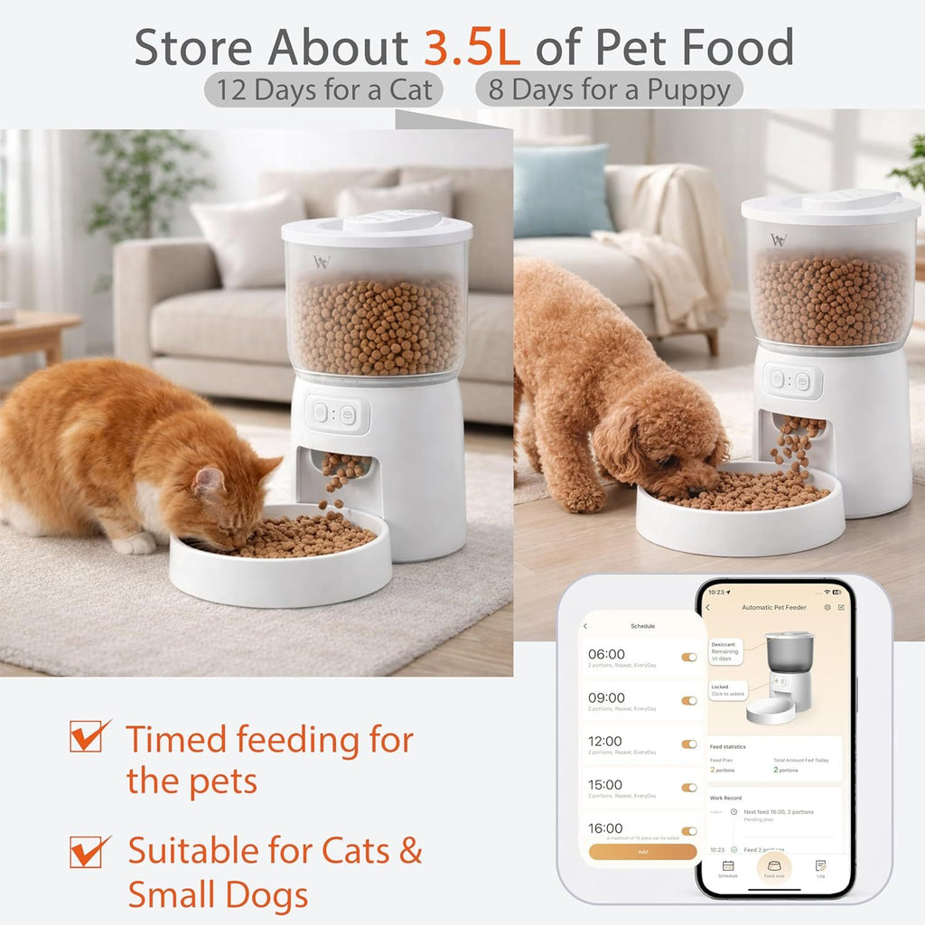3.5L automatic feeder holds about 12 days of food