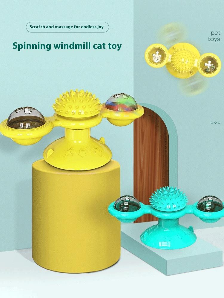 Interactive windmill cat toy with LED ball, view 6
