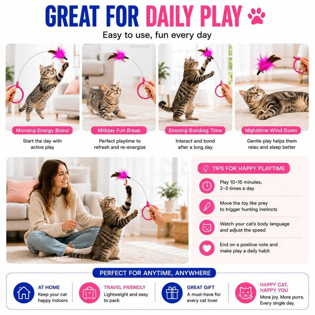 Wearable feather collar cat toy, view 3