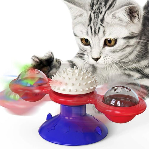 Interactive windmill cat toy